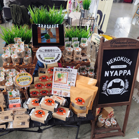organicねこ草栽培セット、ねこ関連オリジナルグッズの販売